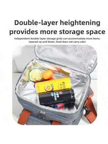 Fashionable Insulated Cooler Bag Large Capacity 1pc Insulated Picnic Cooler Bag - Double Layer, Fashionable Crossbody, Thickened Thermal Lunch Tote, Outdoor Food Preservation Handbag With Shoulder Strap