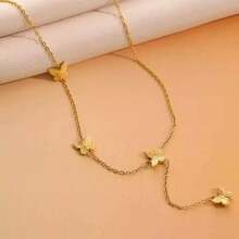 Dây chuyền mặt bướm bằng thép không gỉ phong cách phổ biến Yhpup mạ vàng 18K, trang sức thời trang chống thấm nước - Nhiều màu - Xem 3