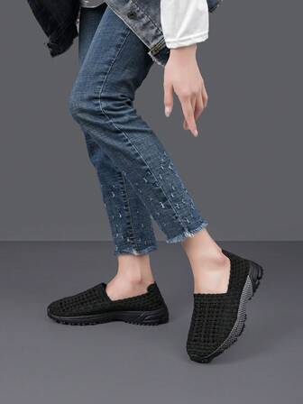 Classic Women's Fashionable Retro Handmade Woven Shoes, Comfortable EVA Flat Sole For Outdoor Fitness, Walking, Commuting, School, Versatile Slip-On Casual Shoes, Suitable For All Seasons