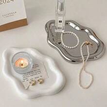 半个塑料云朵造型首饰碟，独特的珠宝托盘，时尚家居装饰，完美的圣诞礼物，贴心的新年礼物，送给他/她的理想礼物，返校季必备单品，任何房间的时尚装饰品，多功能珠宝及小物件收纳方案，非常适合节日送礼和季节性庆祝活动，房间装饰 - 彩色 - 查看 1