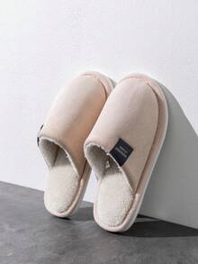 Dép đi trong nhà cho nam mùa thu/đông, dép đi trong nhà đế mềm, dép đi trong nhà cho cả nam và nữ, dép đi trong nhà bằng vải nỉ da lộn chất lượng cao, màu trơn - Màu be - Xem 4