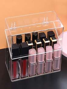 1个桌面口红收纳盒，唇彩架，多层透明指甲油和化妆品架 - 彩色 - 查看 4