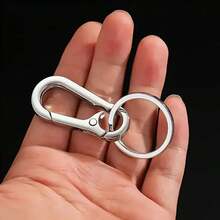 Fashionable Personalized Creative Men's Stainless Steel Gourd Buckle Keychain Keyring Car Keychain Door Lock Waist Hanging Metal Keychain With Belt Clip Anti-Lost Hook Portable Stylish Car Interior Hanging Decoration Practical Everyday Carry Minimalist Rugged Modern Elegant Gift For Him Birthday Anniversary Holiday Christmas Stocking Stuffer Travel Commuter Key Organizer Accessory Auto Essentials Home Office Pocket Charm - Silver - View 4