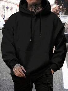 NEON DUSK Black American Van Gogh Starry Sky Letter Graphic Oversized Loose Fit Long Sleeve Hoodie, Suitable For Autumn/Winter, Casual, Streetwear, Commute - Black - View 2