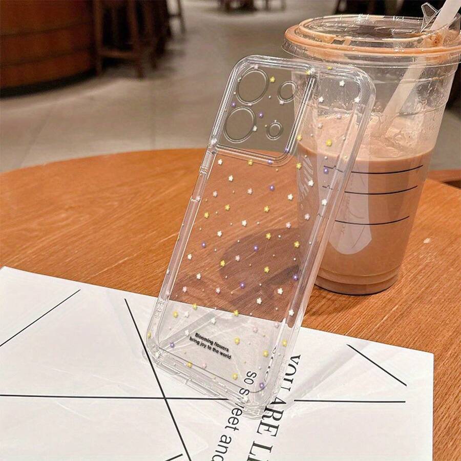 Funda de teléfono Dopamine Little Flower compatible con Redmi 10 12C 13 14C A1 A2+ A3 Note 8 9 10 11S 12 13 14Pro+  10T 11 Lite 13T 14 14T Pro Poco C61 C65 C75 M4 Pro M5S M6 X3 X4 GT X5 X6 Pro F3 F4 F5 F6 Pro, nueva funda protectora transparente anti-caída, simple, de nicho, de TPU, personalizada, de alta gama, con cobertura completa y suave. - Colores mixtos - Ver 1