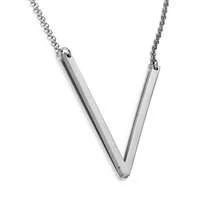 MOMOL Sideways Initial Necklace 18K Gold Plated Stainless Steel Large Big Letters Pendant Necklace Script Name Monogram Necklaces For Women,VSilver - VSilver - 查看 2