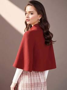 1件优雅秋冬新娘披肩/时尚羊毛混纺女士经典斗篷开衫/小披肩，高品质设计翻领女士斗篷外套/女士披肩，浪漫婚礼派对礼服外套，适合节日派对、盛会和日常穿着。 - 毛呢白色 - 查看 6