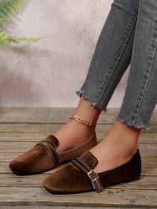 French Retro Square Toe High Vamp Mary Jane Shoes, Women's Comfortable Fashion Casual Shoes, Spring/Autumn New Arrival - Coffee Brown - View 2