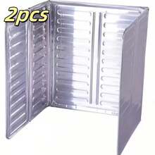 SOKANY 2 Pieces Of Kitchen And Household Stoves Cooking Splash-Proof Oil-Aluminum Kitchen Splash-Proof Cover-Anti-Stick, Anti-Oil Fume, Protection Stove, Side Shielding-Suitable For Gas Stoves, Kitchenware With Heat Preservation And Anti-Scalding Functions - Silver 2pcs - View 3