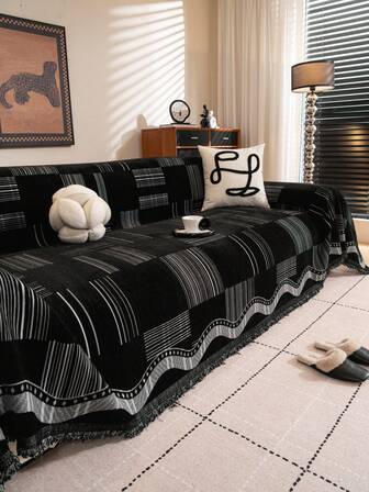 1 件加厚雪纺提花沙发巾，轻盈奢华简约时尚沙发套，防滑、防尘、防猫抓，保护沙发，四季皆宜，适用于卧室、客厅和书房。