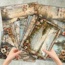 36 tờ giấy nền hoa cổ điển khổ A5 dùng làm sổ lưu niệm, thích hợp cho sổ Bullet Journal, ảnh ghép, thiệp, sổ lưu niệm và đồ thủ công - Nhiều màu - Xem 6