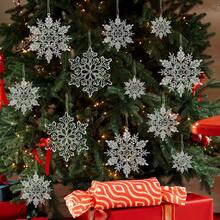 18 Piezas de Copos de Nieve - Decoraciones para Árboles Navideños, Adornos Brillantes en Plástico Blanco/Plateado/Transparente con Forma de Copa de Nieves Invierno Interior - Por supuesto - Ver 1