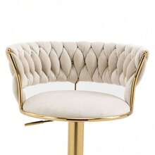 Lot de 2 Tabourets de Bar Rotatifs 360° en Velours - Dossier Confortable et Hauteur Réglable d'une Main - Design Ergonomique pour Îlot de Cuisine et Salon (Couleur Vert) - Ivoire + Velours + Mousse - Voir 10