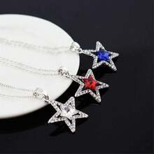 AILUOR Five-Pointed Star Sapphire Crystal Pendant Necklace, Fashion Silver Crystal Hollow Star Jewelry For Women,Blue - Màu xanh lam - Xem 7