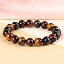 LPBeads Handmade Natural Gemstone Stretch Elastic Bracelet Healing Crystal Round Stone Beads Jewelry Gifts For Women Men,10mm,MulticolorTiger'sEye - 多色虎眼石 - 查看 4