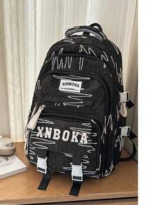 Large Capacity Stylish Contrast Color College Student Backpack With Multi-Layers And Star Pendant - Multicolor - View 4