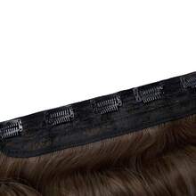 20inch 1-Pack 3/4 Full Head Curly Wave Clips In On Synthetic Hair Extensions HE008 Hairpieces For Women 5 Clips Per Piece-Dark Brown With Copper Highlights,DarkBrownwithCopperHighlights - 深棕色帶銅色高光 - 查看 3