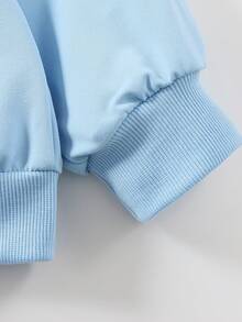 1pc Teen Boy Dynamic Fun Cartoon & Text Pattern Sweatshirt, Individual, School Activity Style - Blue - View 5