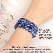LPBeads Handmade Natural Gemstone Stretch Elastic Bracelet Healing Crystal Round Stone Beads Jewelry Gifts For Women Men,6mm,BlueSodalite - 藍蘇打石 - 查看 6
