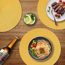 FunWheat Round Braided Placemats Set Of 4 Table Mats For Dining Tables Woven Washable Non-Slip Place Mats 15inch (Yellow, 4pcs),Yellow15inchessetof4 - 黃色15英寸,一組4個 - 查看 6