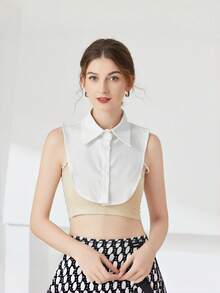 1件装可拆卸领子纯色休闲优雅连衣裙/毛衣/衬衫 | 适合工作通勤/约会和派对 | 多功能时尚配饰 | 可用作文胸配饰、派对装扮点缀、约会之夜颈链、时尚项链、轻盈面料、易于佩戴、半领设计、时尚配饰、适合职业女性四季穿着