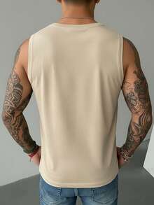GRDR Tank Top Pria Kasual Musim Panas Tanpa Lengan Leher Bulat - Aprikot - View 5