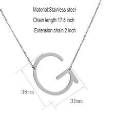 MOMOL Sideways Initial Necklace 18K Gold Plated Stainless Steel Large Big Letters Pendant Necklace Script Name Monogram Necklaces For Women,G - g - 查看 5