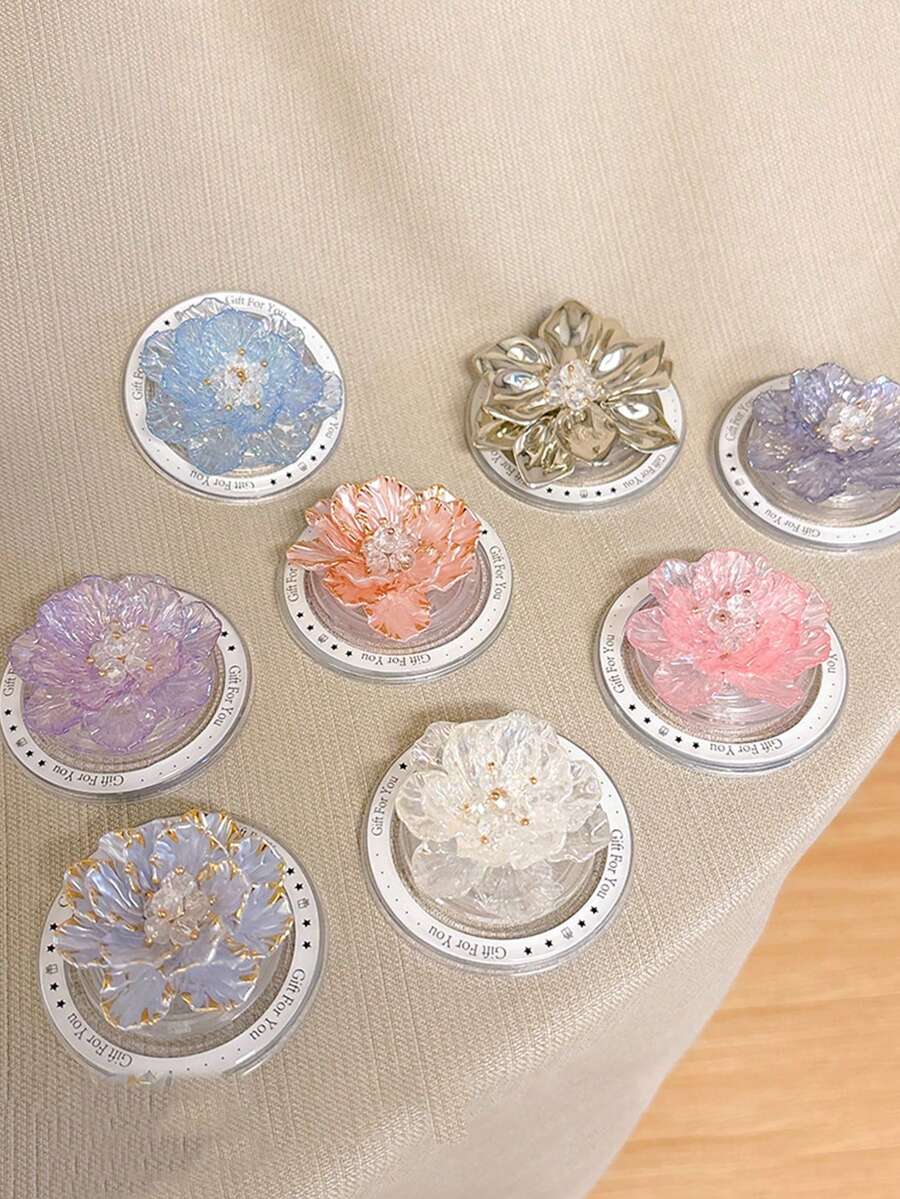 Adjustable Floral Push-Pull 1pc Korean Ins Style Magnetic Flower Expandable Phone Holder Elegant Desk Stand For Watching Videos Spring Gift - Multicolor - View 1