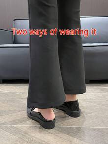 Thick Sole Slip-On Loafers With Cute Bow Tie, Retro British Style Leather Shoes, Soft Bottom Casual Shoes For Women, Preppy College/Office Wear, Suitable For Spring, Summer, Autumn, Winter, Size 34-42