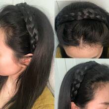 Headband 4 Strands Synthetic Hair Plaited Headband Braid Braided With Teeth Hair Band Beauty Accessory Stretch Braid Headbands Hairpiece For Women (Black),Black - 黑色 - 查看 8