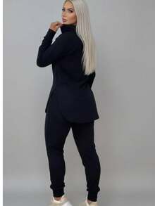 Conjunto Feminino Inverno Com Calça e Blusa De Capuz Tecido Lanzinha Confortável Casual Look Inverno Frio Elegante - Preto - Visão 3