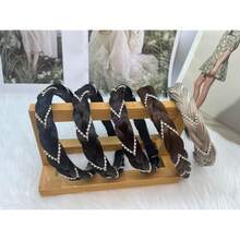 Headband 4 Strands Synthetic Hair Plaited Headband Braid Braided With Teeth Hair Band Beauty Accessory Stretch Braid Headbands Hairpiece For Women (White Brown, Width 0.8 Inch),WhiteBrown - 白棕色 - 查看 9
