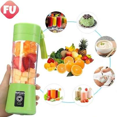 Licuadora de Frutas Portátil con 6 Cuchillas y Taza de Jugo USB de 380Ml
