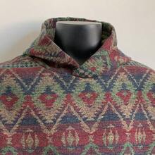 GURUNVANI - Sudadera con capucha para hombre, estilo tnico, jacquard con capucha y patrn azteca, estilo clsico, - Rojo - + CH - Ver 9