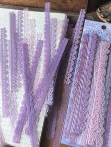 40入/包 紫色蕾絲花卉貼紙，DIY剪貼簿、手帳、日記裝飾貼紙，趣味貼紙，適用筆電、Kindle、手機，學校用品 - 均碼 - 查看 1