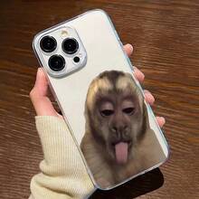A Playful Tongue-Out Monkey Transparent TPU Phone Case, Compatible with Apple  16, 15, 14, 13, 12, 11 Plus Pro Mini Max Series, Perfect for Holiday Gifts, Birthdays, for Your Girlfriend, Boyfriend, Friends, Or Even for Yourself. - transparente - Ver 5
