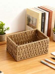 1/3件装手工编织收纳篮，浴室收纳篮，厨房零食架，办公书架，文具药盒，玩具篮，梳妆台化妆品收纳篮，家居装饰篮，礼品篮，化妆品篮，客厅收纳篮