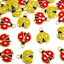 30pcs Enamel Lucky Ladybug Charms Alloy Small Flying Insect Cute Animal Dangle Pendants Embellishments DIY Jewelry MaFKing ScrapbooFKing Handmade Decoration, 2 Colors,Ladybug - 瓢蟲 - 查看 4