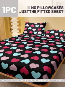 1件简约现代心形几何双面印花磨毛床笠，卧室印花床罩，床上用品（不含枕套） - 彩色 - 查看 2