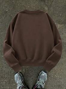 1pc Teen Boy Racing Sweatshirt, Comfortable, Spring/Autumn Outdoor Gatherings & Personalized Style - Brown - View 2