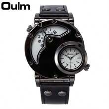 1pc Men's Watch Fashion Brand Luxury Men's Watch Dual Time Zone Quartz Watch Casual Men's Leather Watch Sports Men's Clock Hip-Hop Style Band Watch - Black and White - View 8