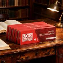 5包70毫米Rizla红色线超薄半透明慢燃顺滑无味卷烟纸，共250张 - 彩色 - 查看 1