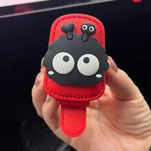 1 Magnetic Car Sun Visor Glasses Holder - Adorable Coal Elf Design, Stylish Glasses Holder With Strong Magnetic Mount, Car Accessory (Black/Gray/Beige/Red), Car Decor, Fun Design, Secure Magnetic Attachment, Fashionable Car Glasses Holder - màu đỏ - Xem 8