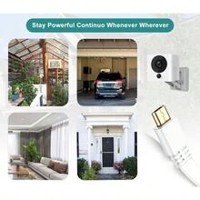 Micro Potencia 2 Unidades, Cordn Plano Micro Carga Rpida, Cargador para Neos Smartcam, Yi Cam, Nest Cam, Blink XT Outdoor 3 Camera, Furbo Dog, Arlo Q, Netvue, One Controller - 3M + Blanco - Ver 6
