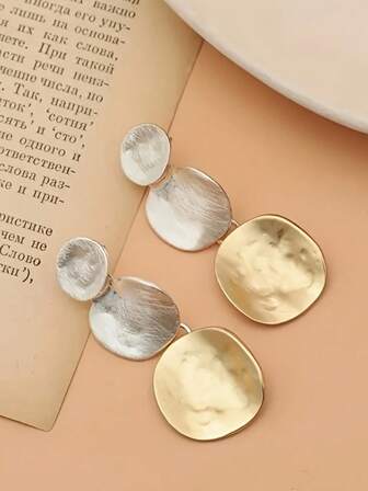 1pc עגילי תליון גיאומטריים מינימליסטיים בסגנון רטרו, מתאים לנשים - עגילי תליון אופנתיים, מתאים ללבוש יומיומי