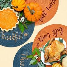 Round Placemats Set Of 6 Table Mats For Than1ks 1giving Tables Washable Non-Slip Place Mats 15 Inch For Fall(Thankful,6pcs),Thankful15inchessetof6 - Thankful15inchessetof6 - View 5
