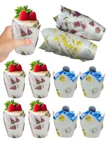50pcs/100pcs Watermelon/Lemon/Tulip Cupcake Liners, Non-Stick Baking Cups, Suitable For Birthday, Wedding, Holiday Party Decoration, Catering Events - Multicolor - View 1