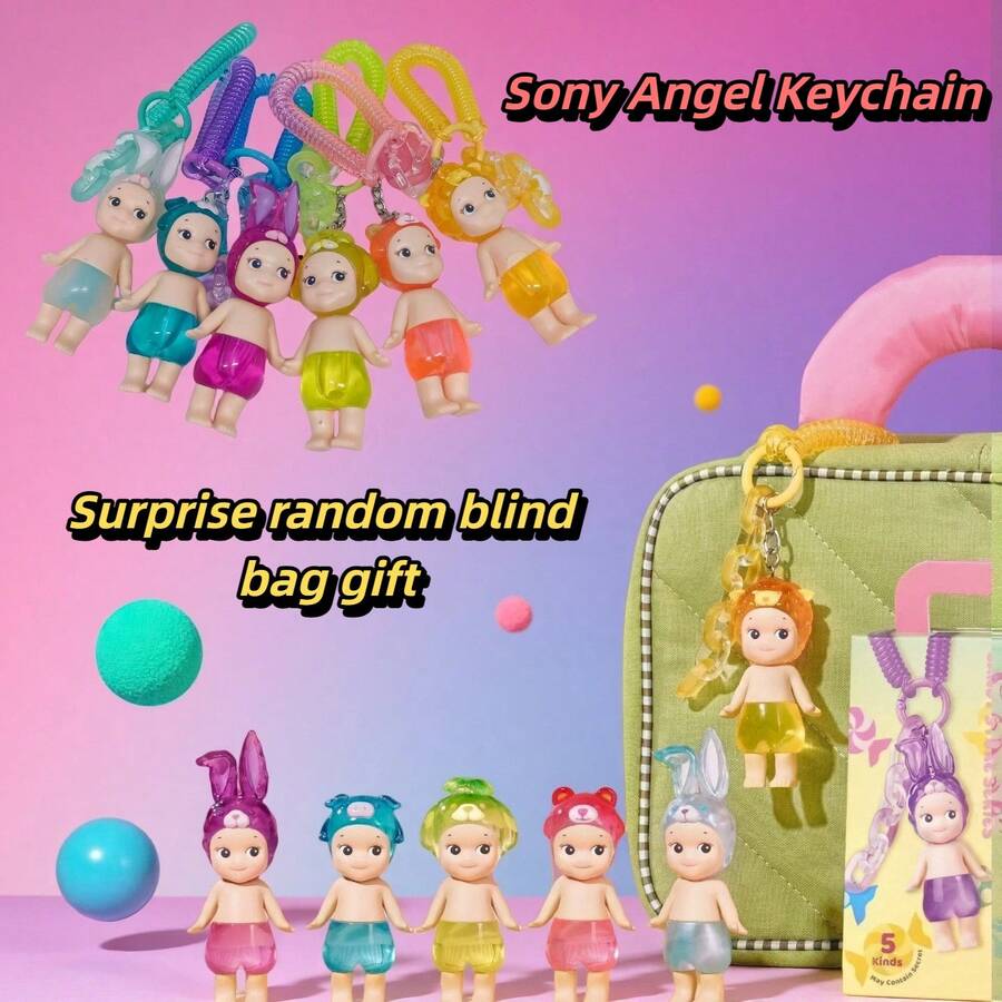 1/3/6 Pcs Angel Random Surprise Dolls, 8cm/3.5 Inches, Sonnny Angel, Angel, Angels, Smiskis, Sunny Angels, Suny Angel, Animal Series, Sakura Series, Keychain Series, Smiskis Glow-In-The-Dark Series, Room Decor, Bedroom Decor, Car Decor, Holiday Decor, Wedding Decor, Birthday Gifts, Romantic Gifts - Candy Angel Keychain - View 1
