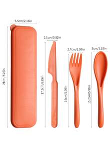 1 Set/8 Sets Portable Plastic Fork Spoon Knife Camping Cutlery, Reusable Tableware Set For Picnic & Daily Use (With Storage Box) - Multicolor - View 13