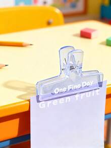 1pc Colorful Transparent Clip, Learning Material Long Tail Clip, Drawing A4 Paper Clip, High-Value Stationery File Folder Student Office Test Paper Clip, Multi-Functional Learning Material Storage Tool - Multicolor - View 7